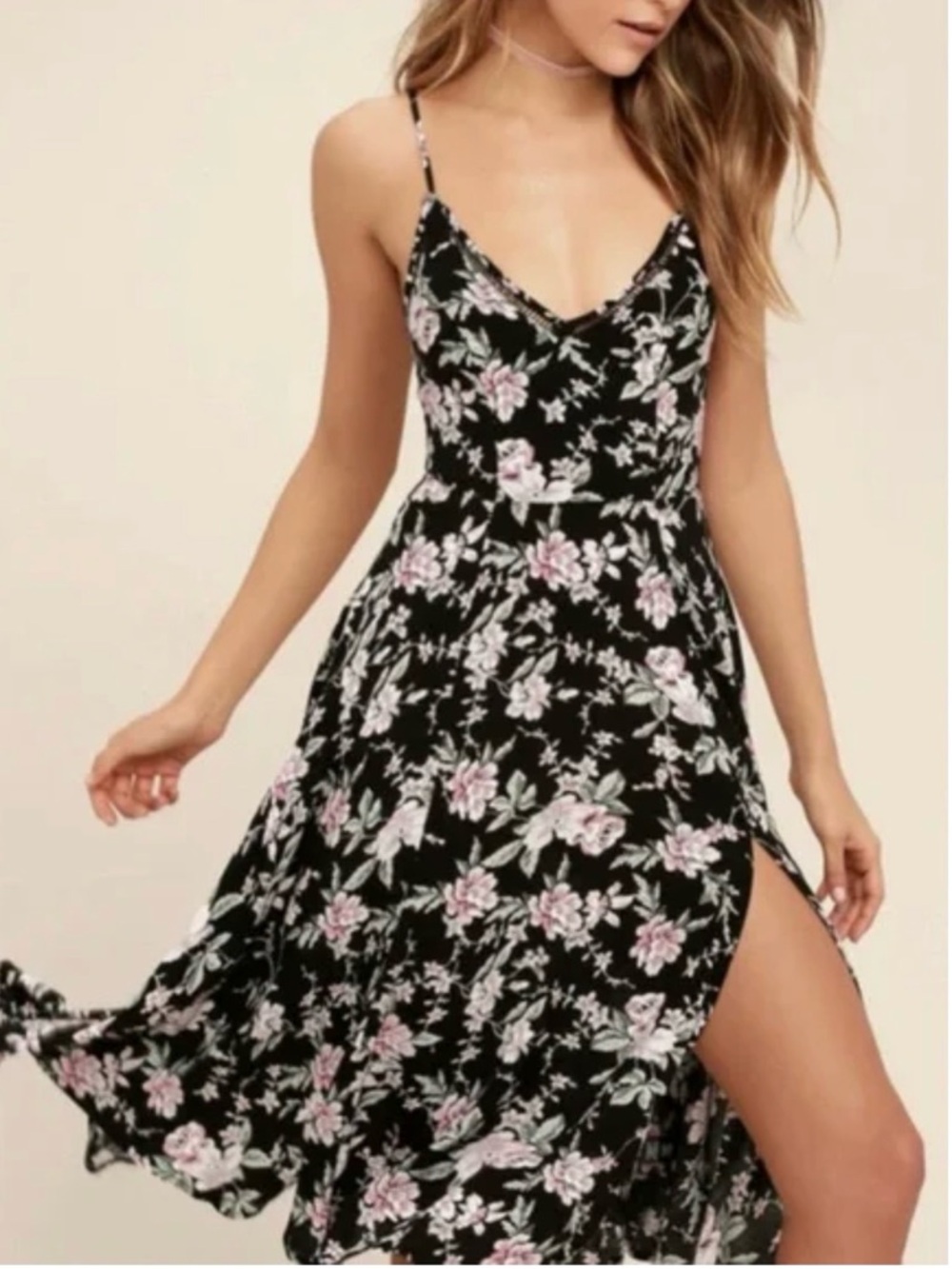 Lulu's Black Floral Dress